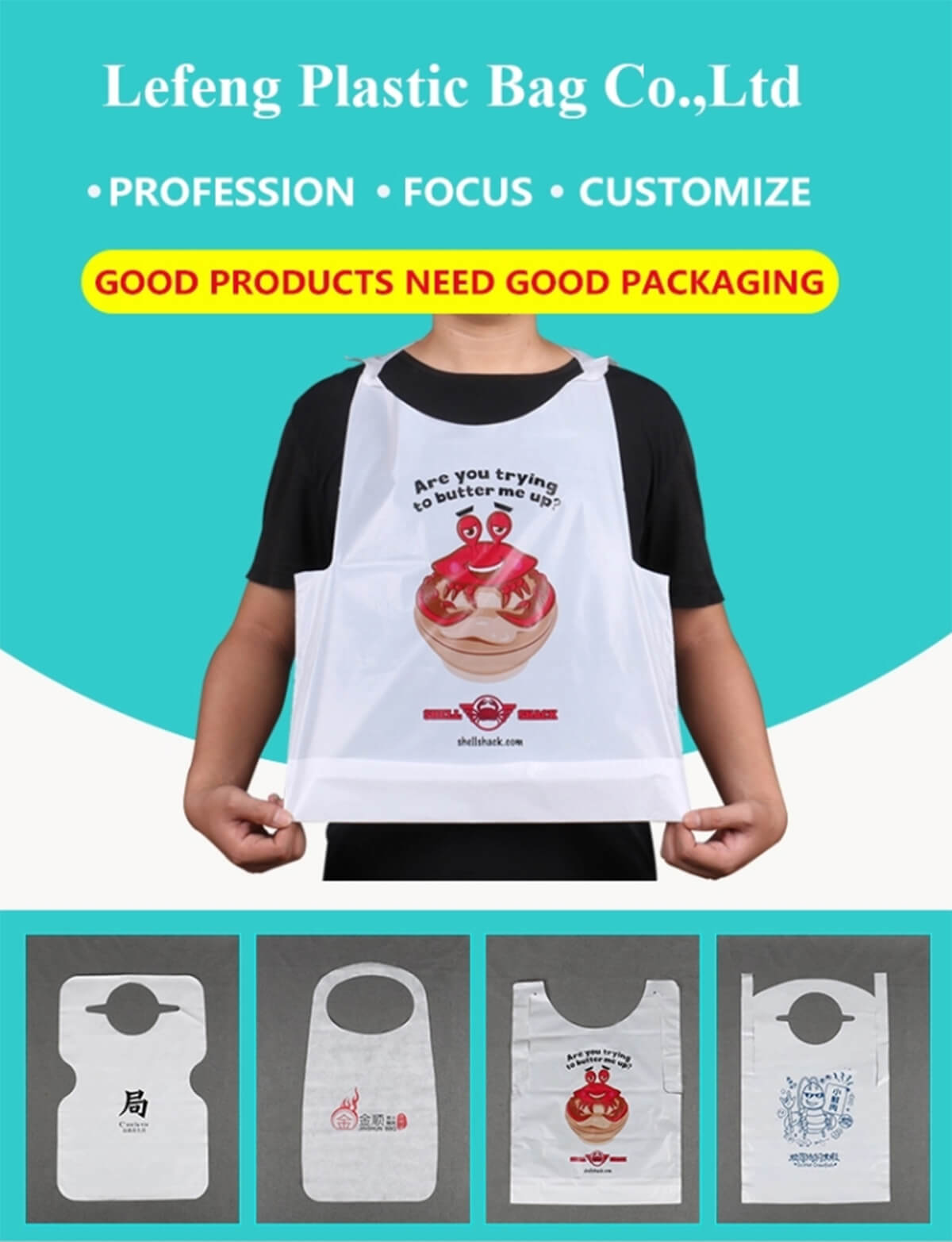 Custom Printed Disposable Restaurant Bibs Single Use Plastic Apron ...